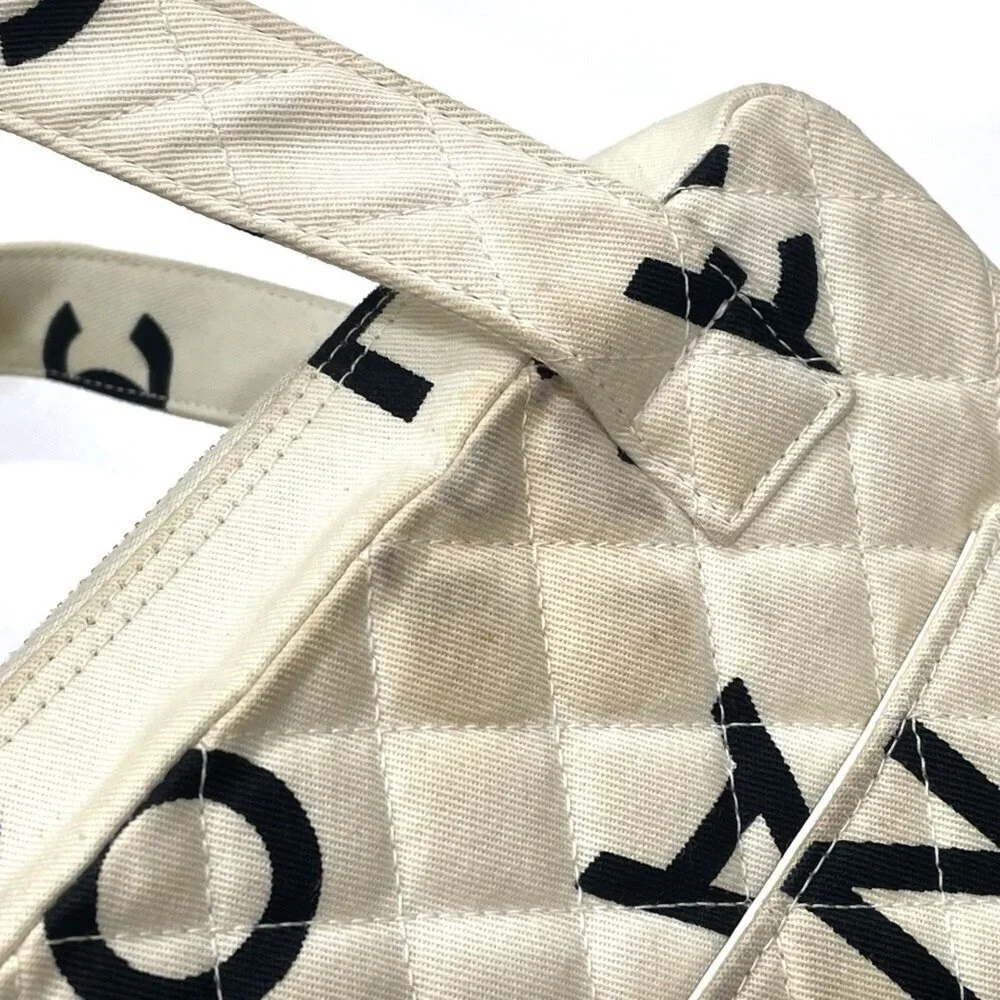 CHANEL Black Canvas Logo Tote Bag - Picture 6 of 13